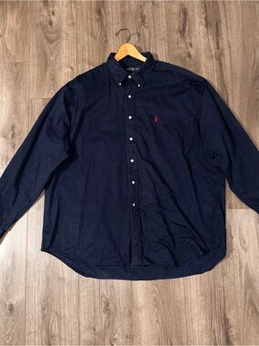 Ralph Lauren Cotton Shirt Dark Navy 
Button-Down  Vintage Y2K